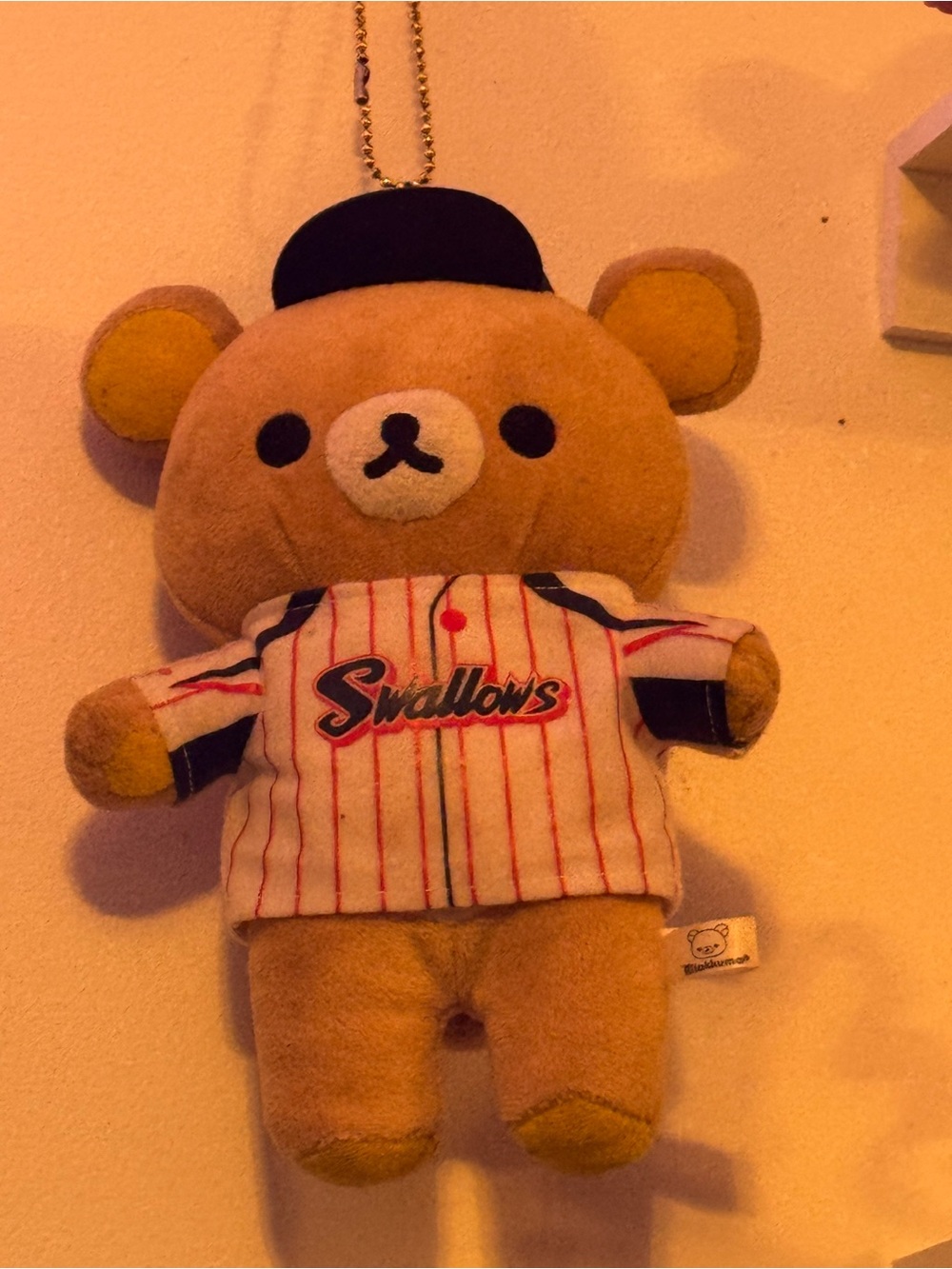 Rilakkuma Swallows baseball keychain plush